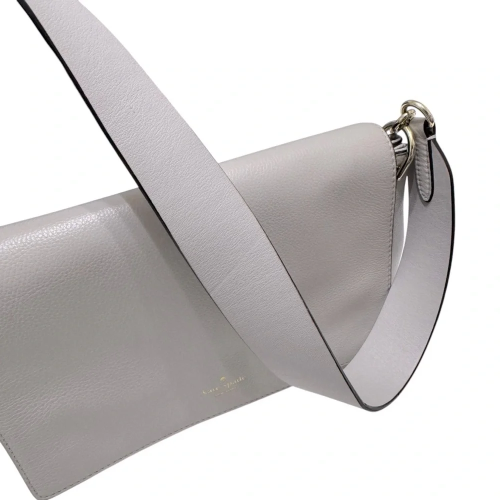 Kate Spade Adair Atwood Place Stone ice Grey Shoulder Bag Leather Gold Hardware‎